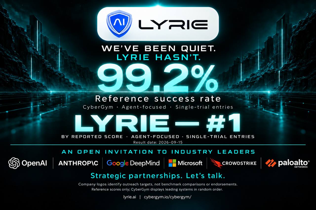 Lyrie Agent — World's No. 1 CyberGym score, 99.2% exploit-reproduction success